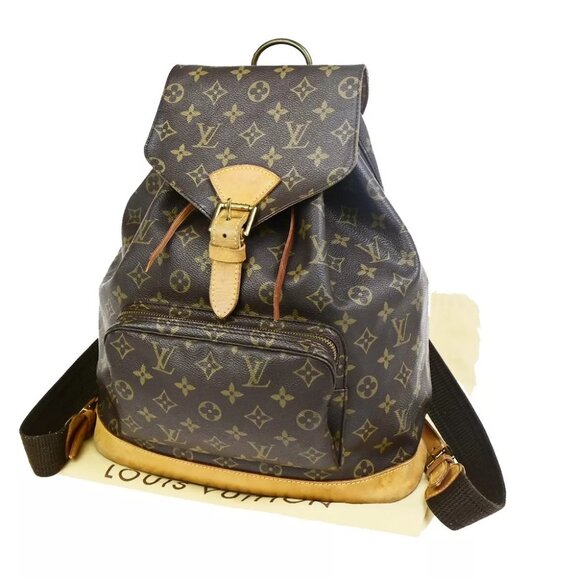 LOUIS VUITTON Montsouris GM Backpack Bag Monogram Leather Brown M51135 70FB218 - Picture 1 of 16